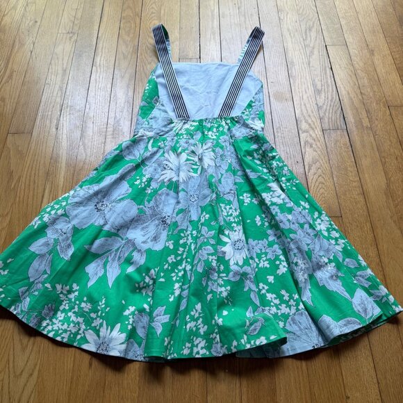 Tuckernuck Size XS Green Floral Low Back Pinafore Fit and Flare Mini Sundress - Picture 14 of 16